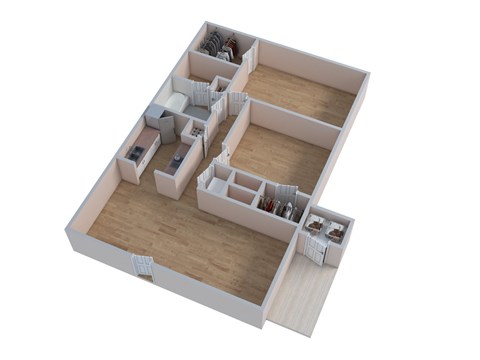 Floor plan for 2 beds, 1 bath, 1012 sqft